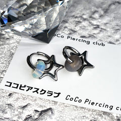 [Surgical] Gemstone Donut Milky Way Star Ring Earrings (6 Colors) 18G COCO.MADE