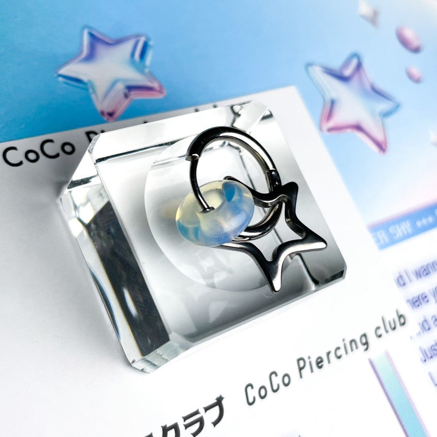 [サージカル]原石 ドーナツ 天の川の星 リングピアス (6Color) 18G COCO.MADE