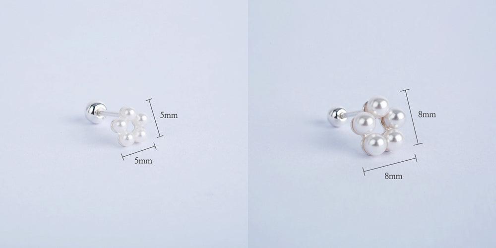 【即納】[925 Silver]真珠 花 フラワーピアス ボールキャッチ 20G - 4MiLi (フォーミリ)