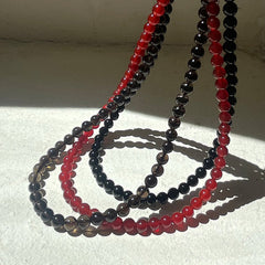 [Surgical] Red &amp; Black Gemstone Necklace (3 Colors) Hypoallergenic