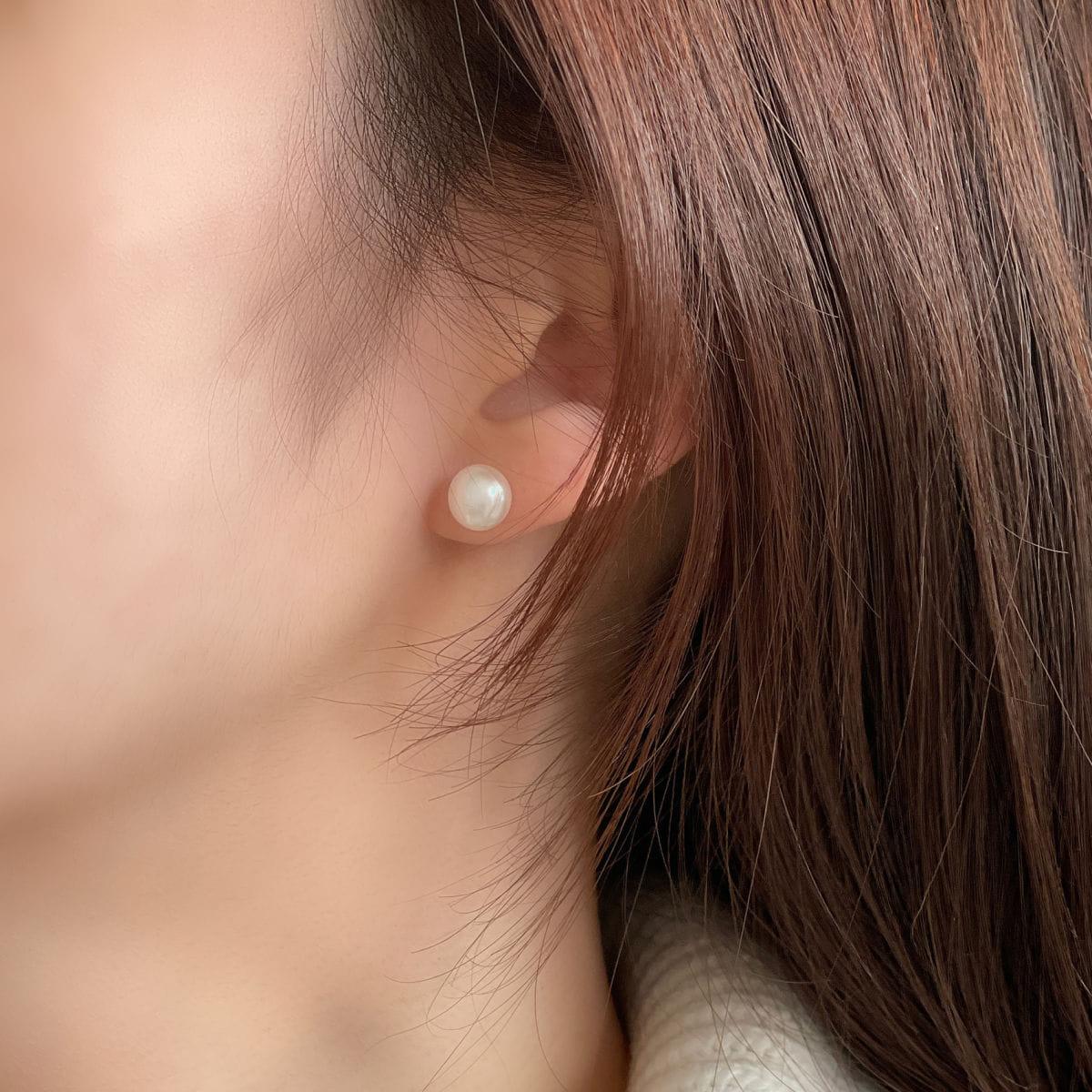 925 Silver]淡水パールピアス (6 Size) 真珠 両耳用 3mm 4mm 6mm 8mm 