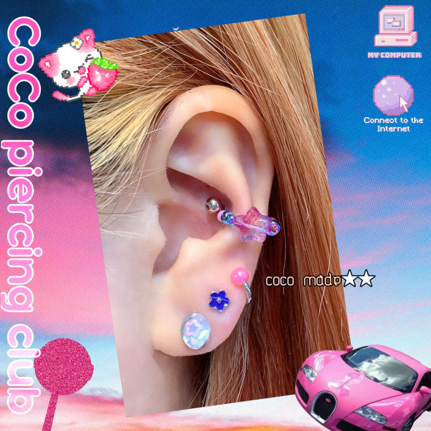 [Surgical] Fluttering Starry Sky Candy Inner Conch Chain 16G (4 Colors) COCO.MADE