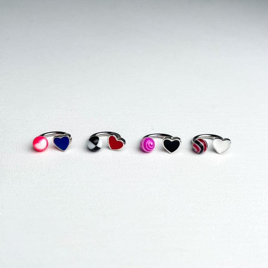 [Surgical] Twisted Heart Circular Barbell Cute Circus Ball (2 types 4 colors) 16G COCO.MADE Body Piercing