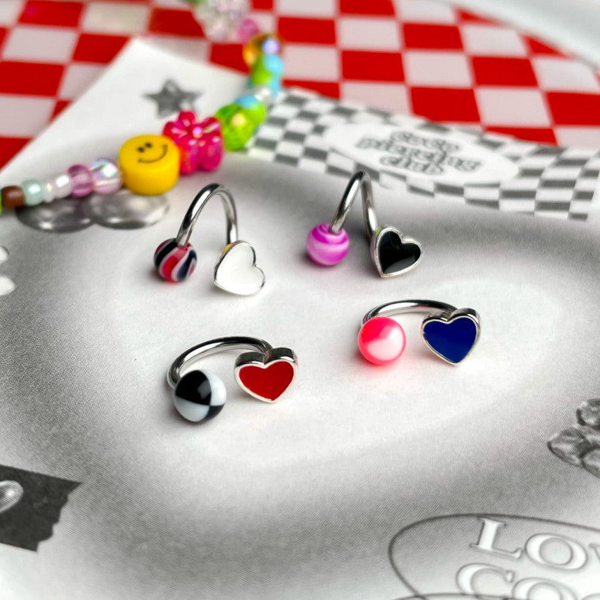 [Surgical] Twisted Heart Circular Barbell Cute Circus Ball (2 types 4 colors) 16G COCO.MADE Body Piercing