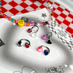 [Surgical] Twisted Heart Circular Barbell Cute Circus Ball (2 types 4 colors) 16G COCO.MADE Body Piercing