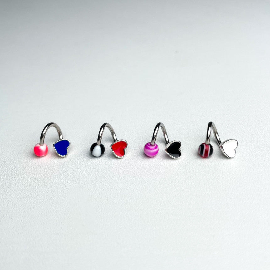 [Surgical] Twisted Heart Circular Barbell Cute Circus Ball (2 types 4 colors) 16G COCO.MADE Body Piercing