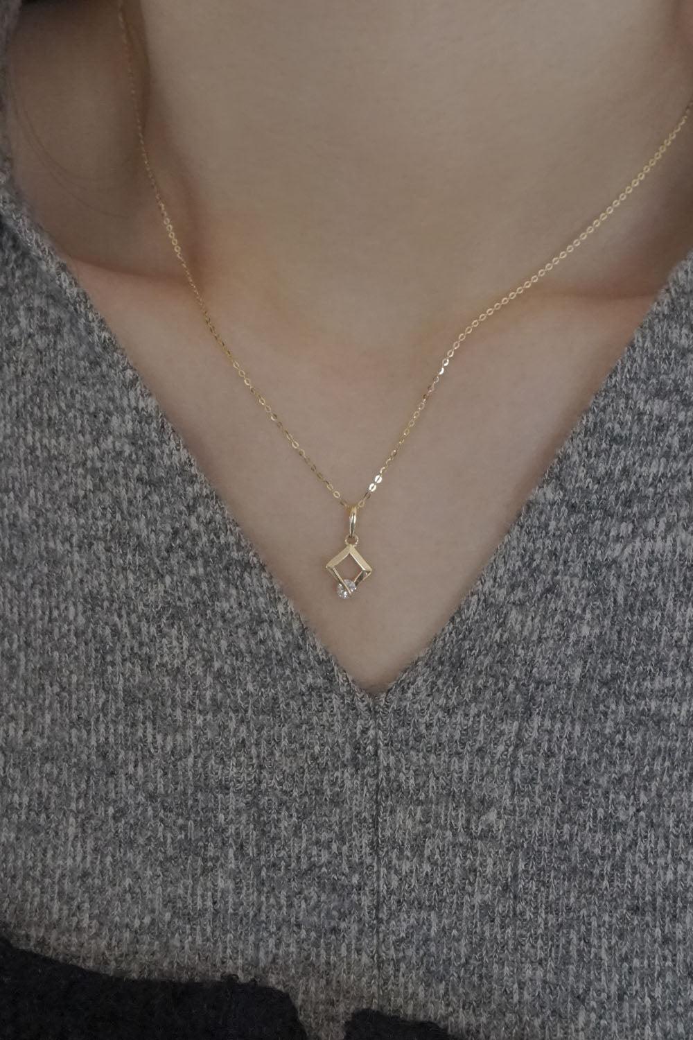 14k rombus line cubic necklace - 4MiLi (フォーミリ)