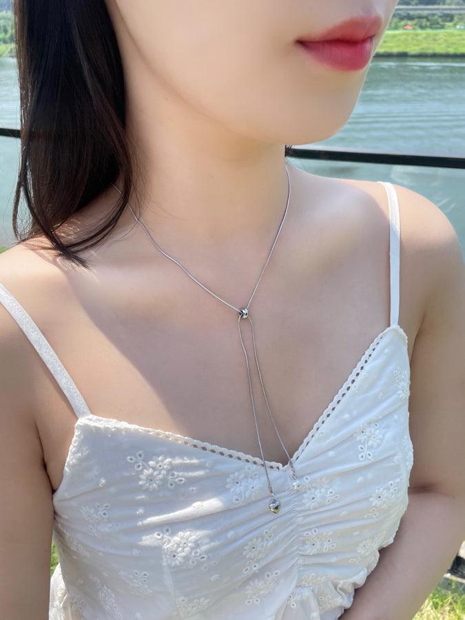 韓国　メンズ　十字架　真珠　パール　ネックレス　シルバー　チェーン