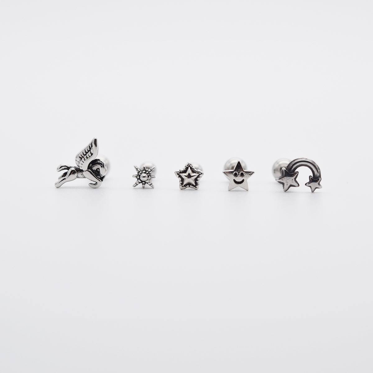 [Set of 5] [Surgical] Antique Star Country 16G Body Piercing Back Piercing Cartilage Piercing 