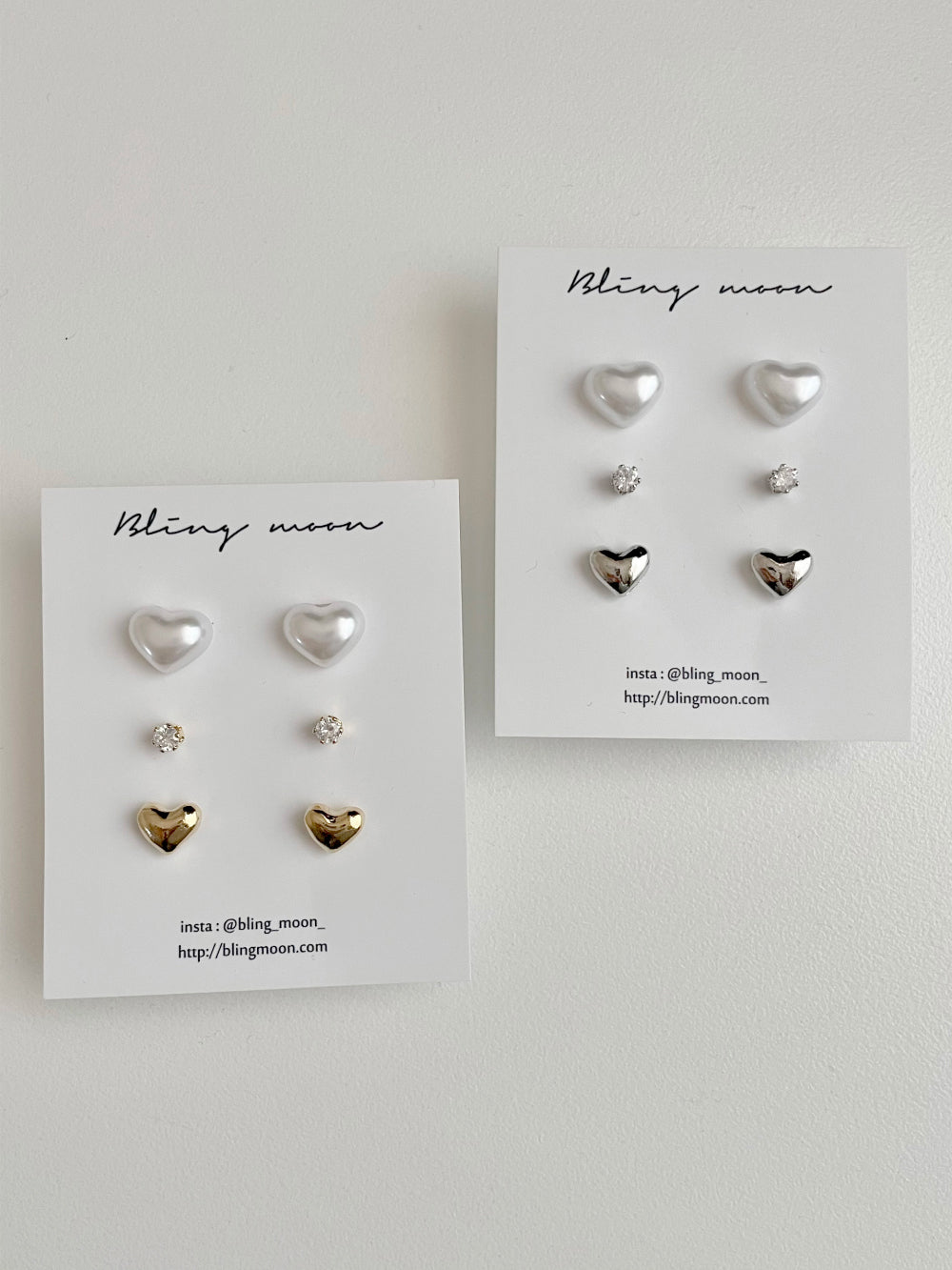 [SET] Wedding pearl heart earrings set (2 colors) 