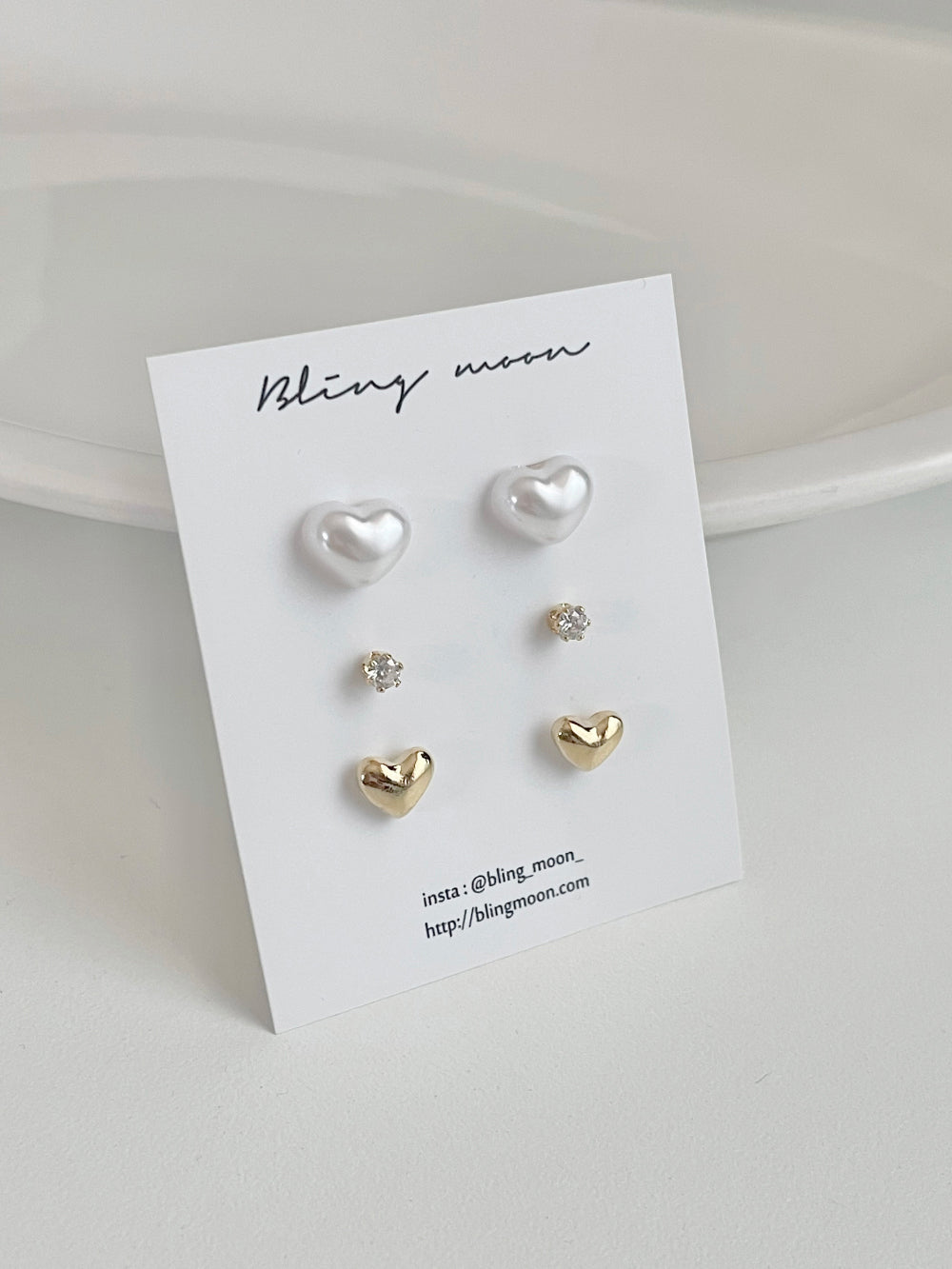 [SET] Wedding pearl heart earrings set (2 colors) 