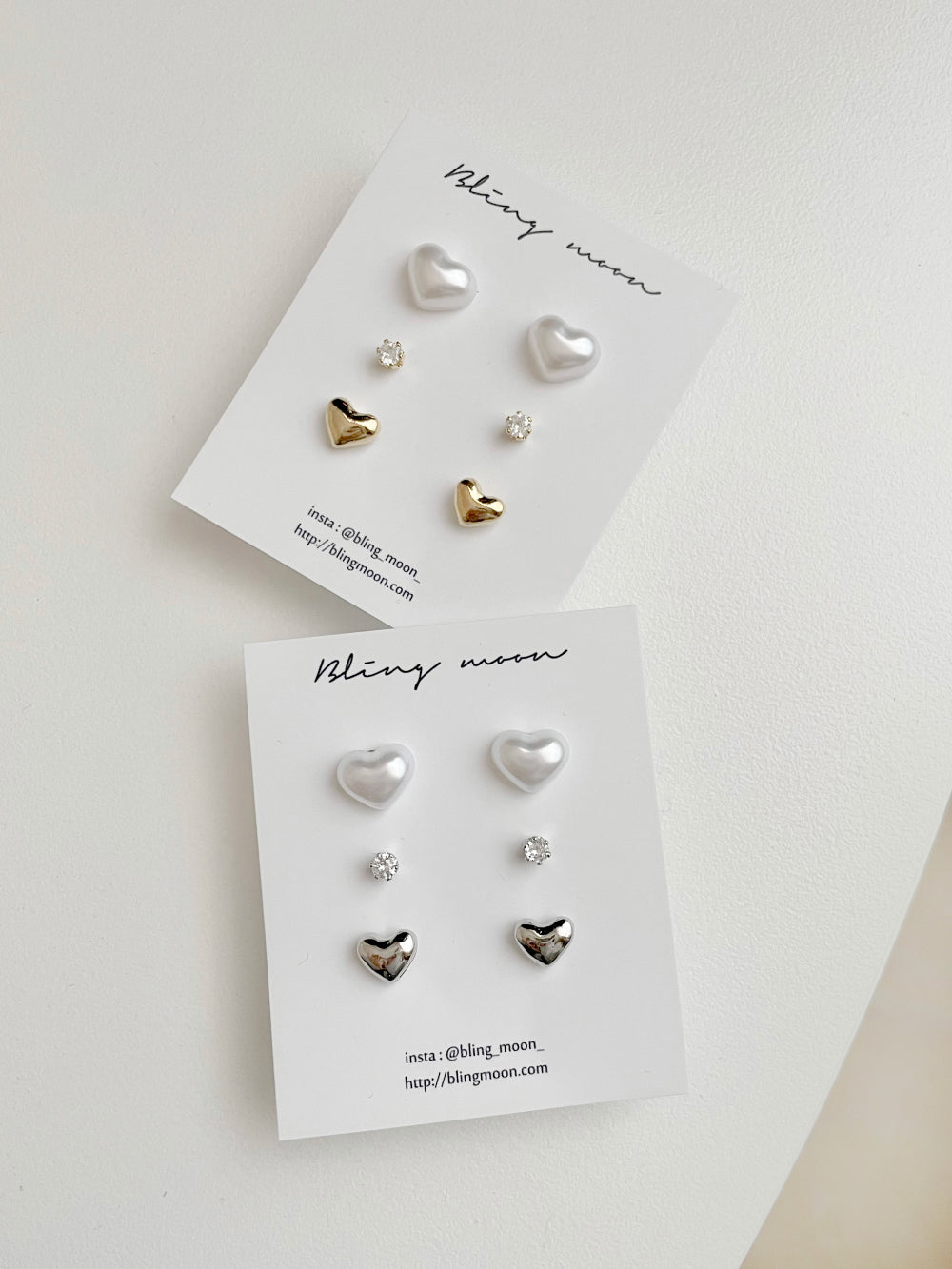 [SET] Wedding pearl heart earrings set (2 colors) 