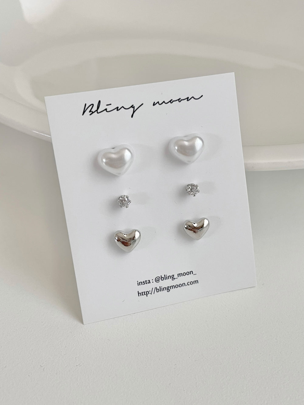 [SET] Wedding pearl heart earrings set (2 colors) 