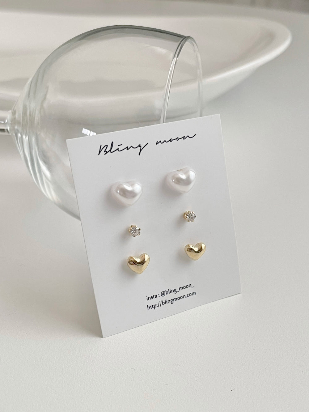 [SET] Wedding pearl heart earrings set (2 colors) 