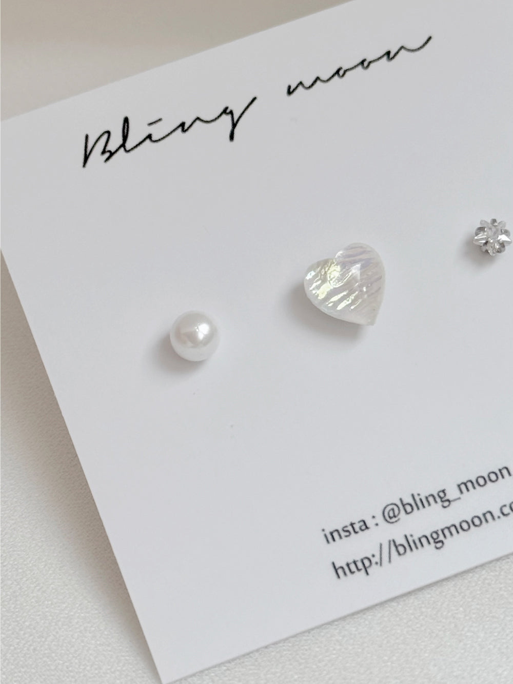 [3set] Shy Pearl Heart 16G Body Piercing Back Piercing Cartilage Piercing 