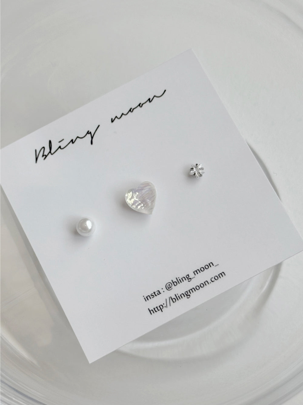 [3set] Shy Pearl Heart 16G Body Piercing Back Piercing Cartilage Piercing 