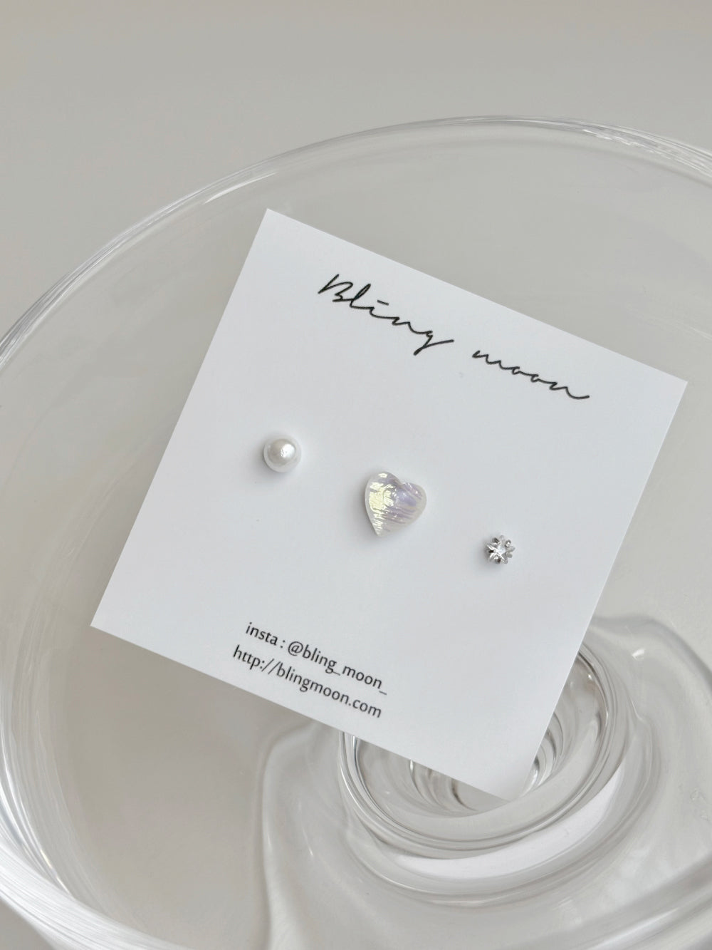 [3set] Shy Pearl Heart 16G Body Piercing Back Piercing Cartilage Piercing 