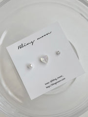 [3set] Shy Pearl Heart 16G Body Piercing Back Piercing Cartilage Piercing 