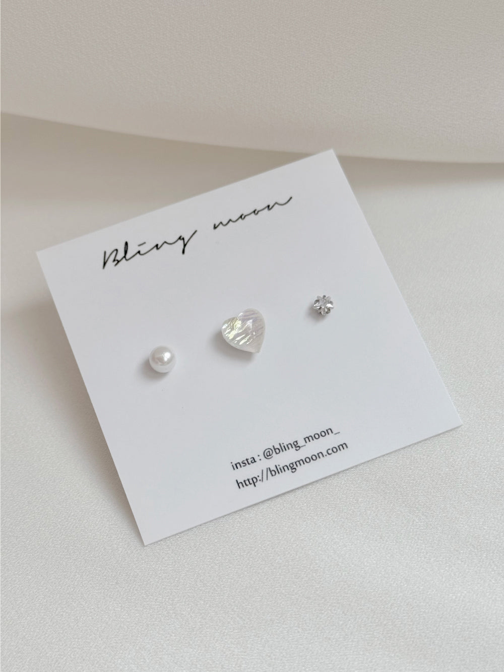 [3set] Shy Pearl Heart 16G Body Piercing Back Piercing Cartilage Piercing 