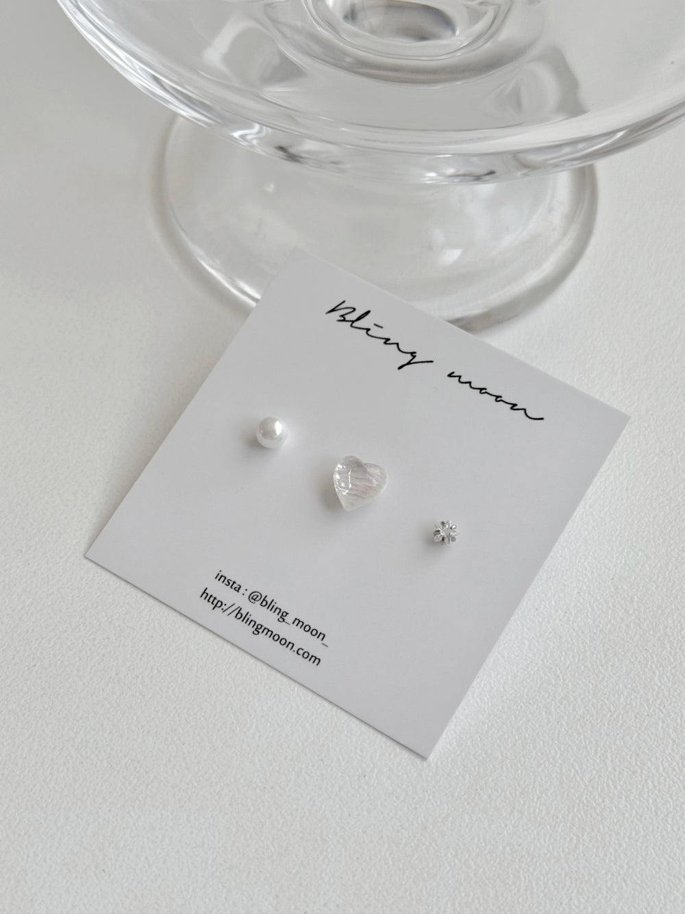 [3set] Shy Pearl Heart 16G Body Piercing Back Piercing Cartilage Piercing 