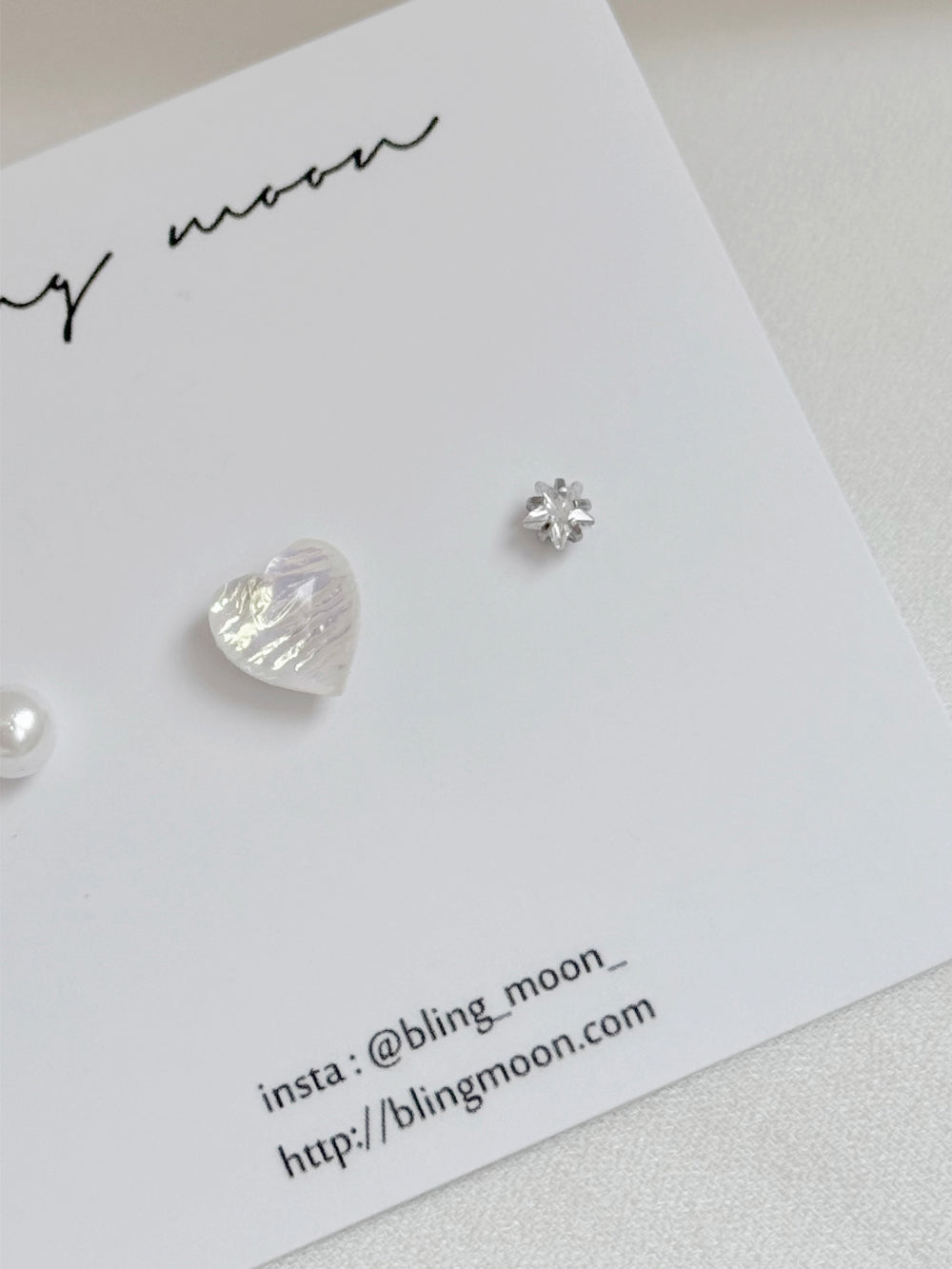 [3set] Shy Pearl Heart 16G Body Piercing Back Piercing Cartilage Piercing 