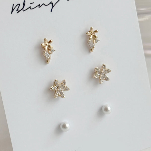 花柄ピアス 6個SET]スプリング フラワー ピアス セット (2Color