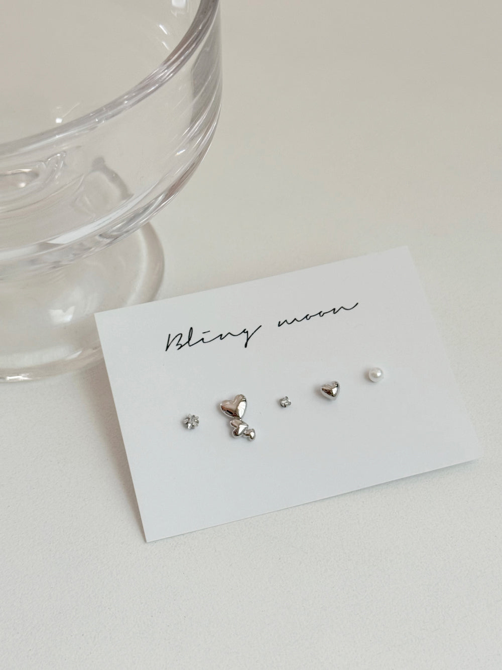 [5set]トリプルハート真珠ピアス 16G ボディピアス キュービックミニ シンプルデイリー シルバーラブリー