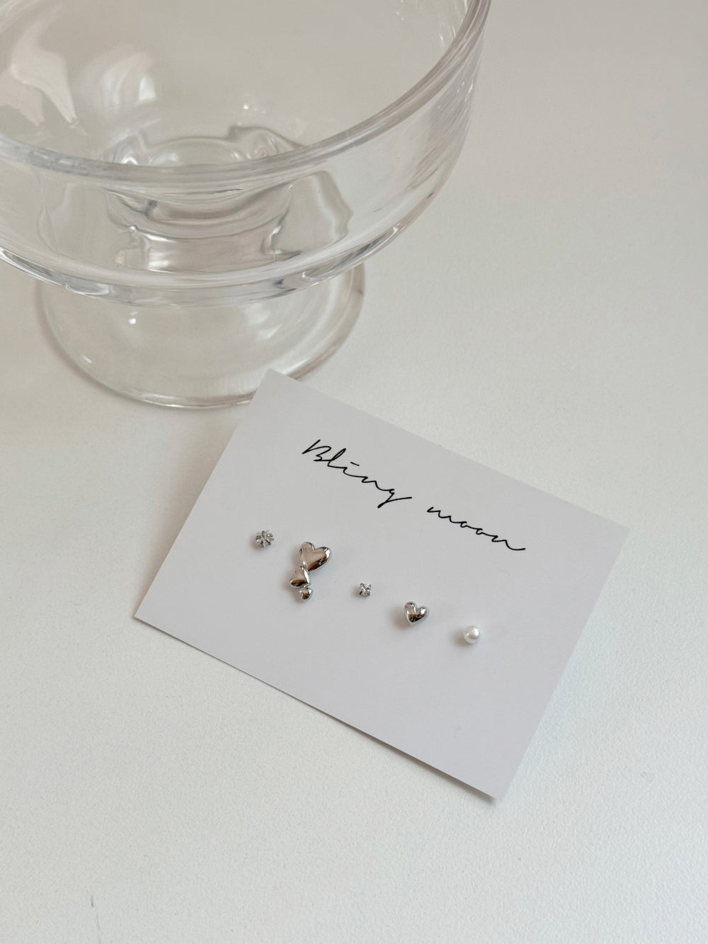 [5set]トリプルハート真珠ピアス 16G ボディピアス キュービックミニ シンプルデイリー シルバーラブリー