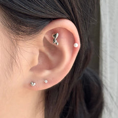 [5set]トリプルハート真珠ピアス 16G ボディピアス キュービックミニ シンプルデイリー シルバーラブリー