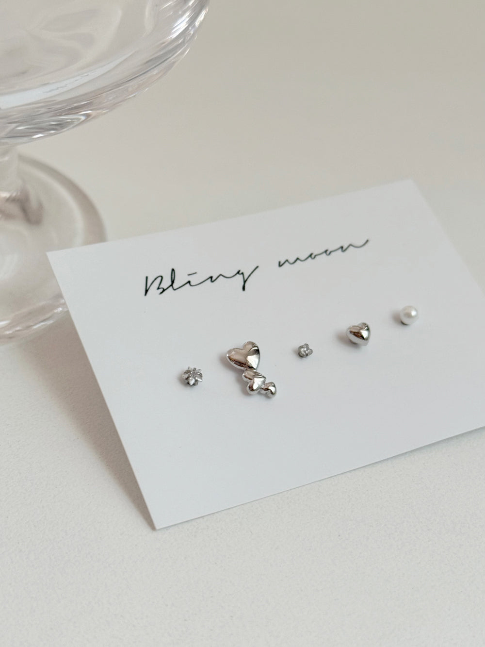 [5set]トリプルハート真珠ピアス 16G ボディピアス キュービックミニ シンプルデイリー シルバーラブリー