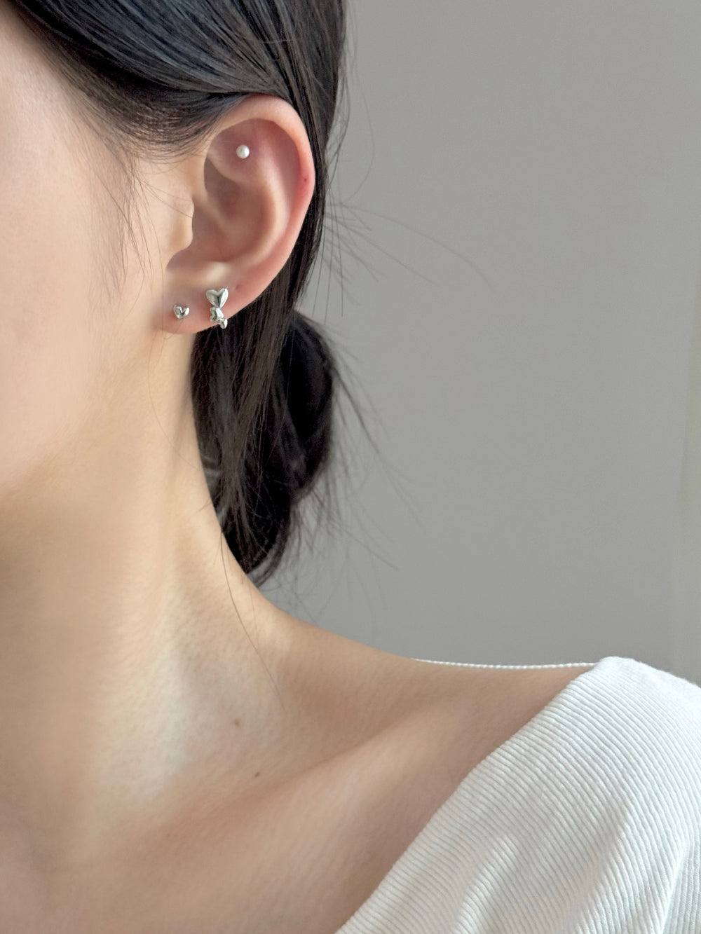 [5set]トリプルハート真珠ピアス 16G ボディピアス キュービックミニ シンプルデイリー シルバーラブリー