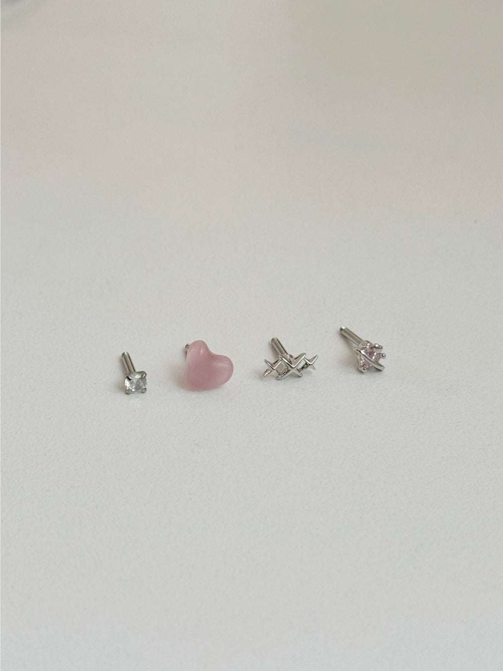 [4set]ジェリーピンクハート＆トゥインクル 16G ボディピアス ブリー ユニーク シンプルデイリー キュービックミニ