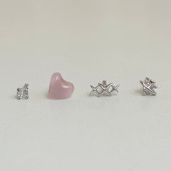 [4set]ジェリーピンクハート＆トゥインクル 16G ボディピアス ブリー ユニーク シンプルデイリー キュービックミニ