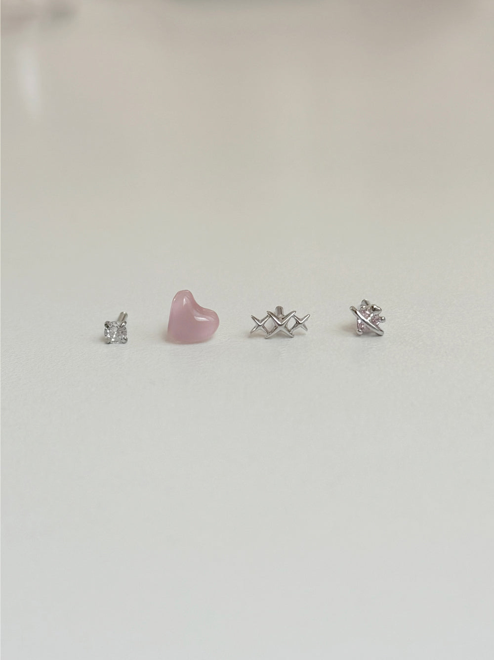 [4set]ジェリーピンクハート＆トゥインクル 16G ボディピアス ブリー ユニーク シンプルデイリー キュービックミニ