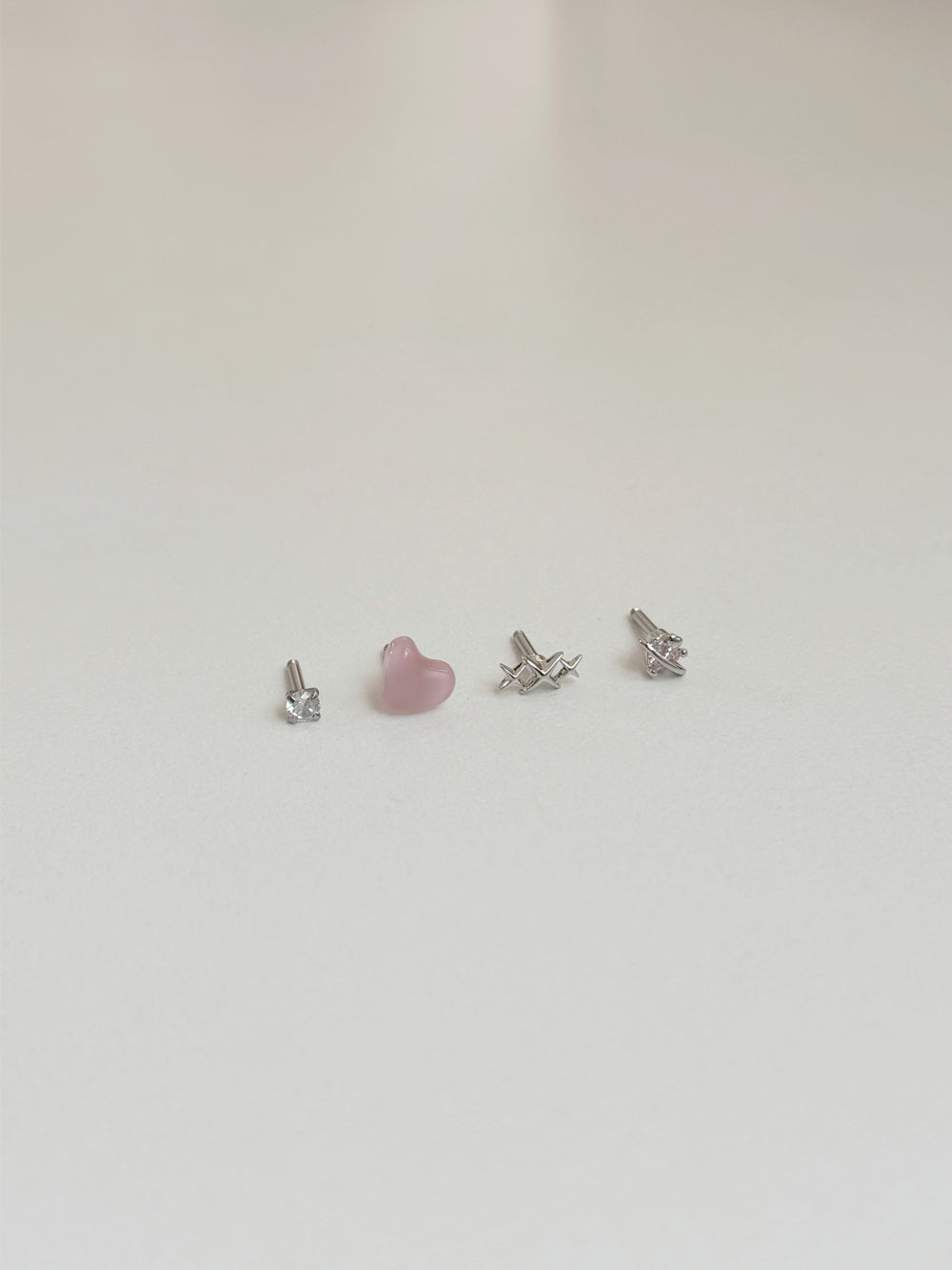[4set]ジェリーピンクハート＆トゥインクル 16G ボディピアス ブリー ユニーク シンプルデイリー キュービックミニ