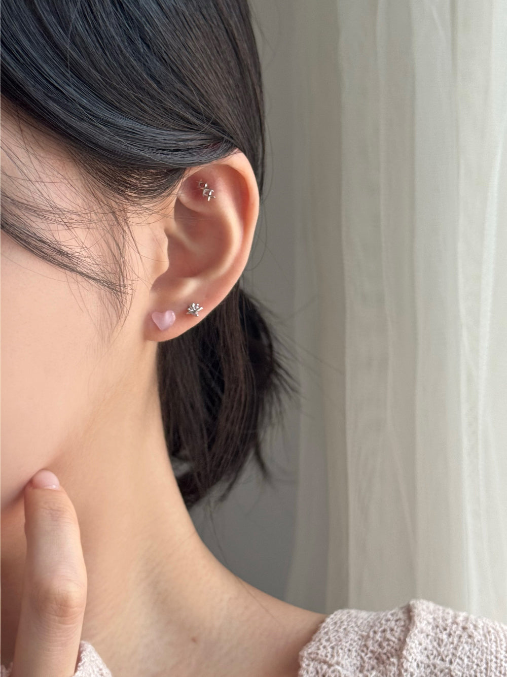 [4set]ジェリーピンクハート＆トゥインクル 16G ボディピアス ブリー ユニーク シンプルデイリー キュービックミニ