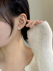 [SET] French ribbon pearl earrings set (2 colors)