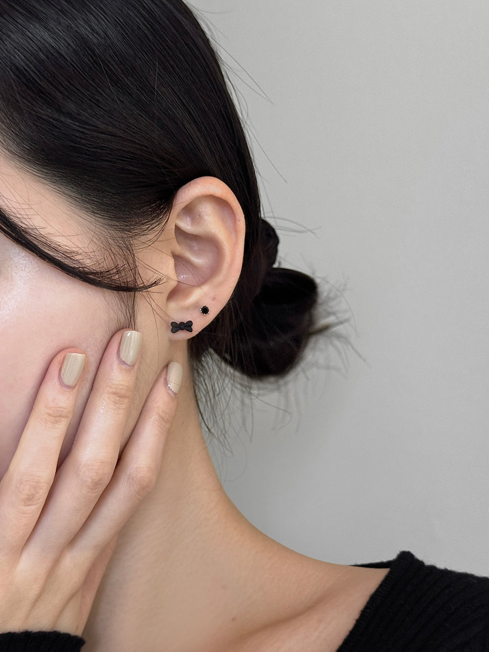 [SET] French ribbon pearl earrings set (2 colors)