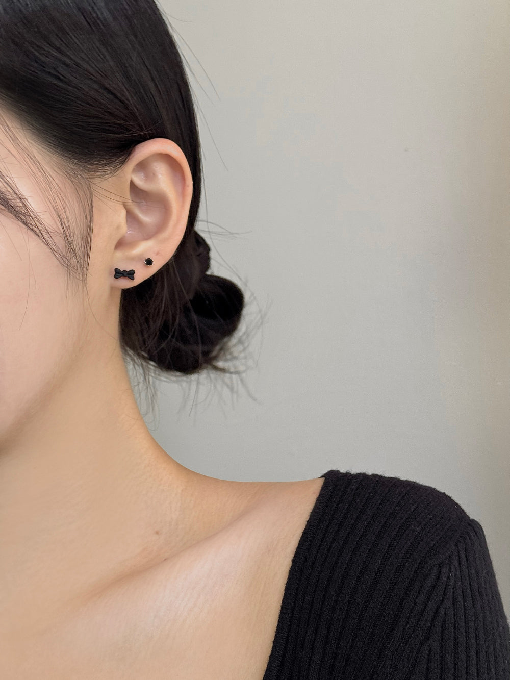 [SET] French ribbon pearl earrings set (2 colors)