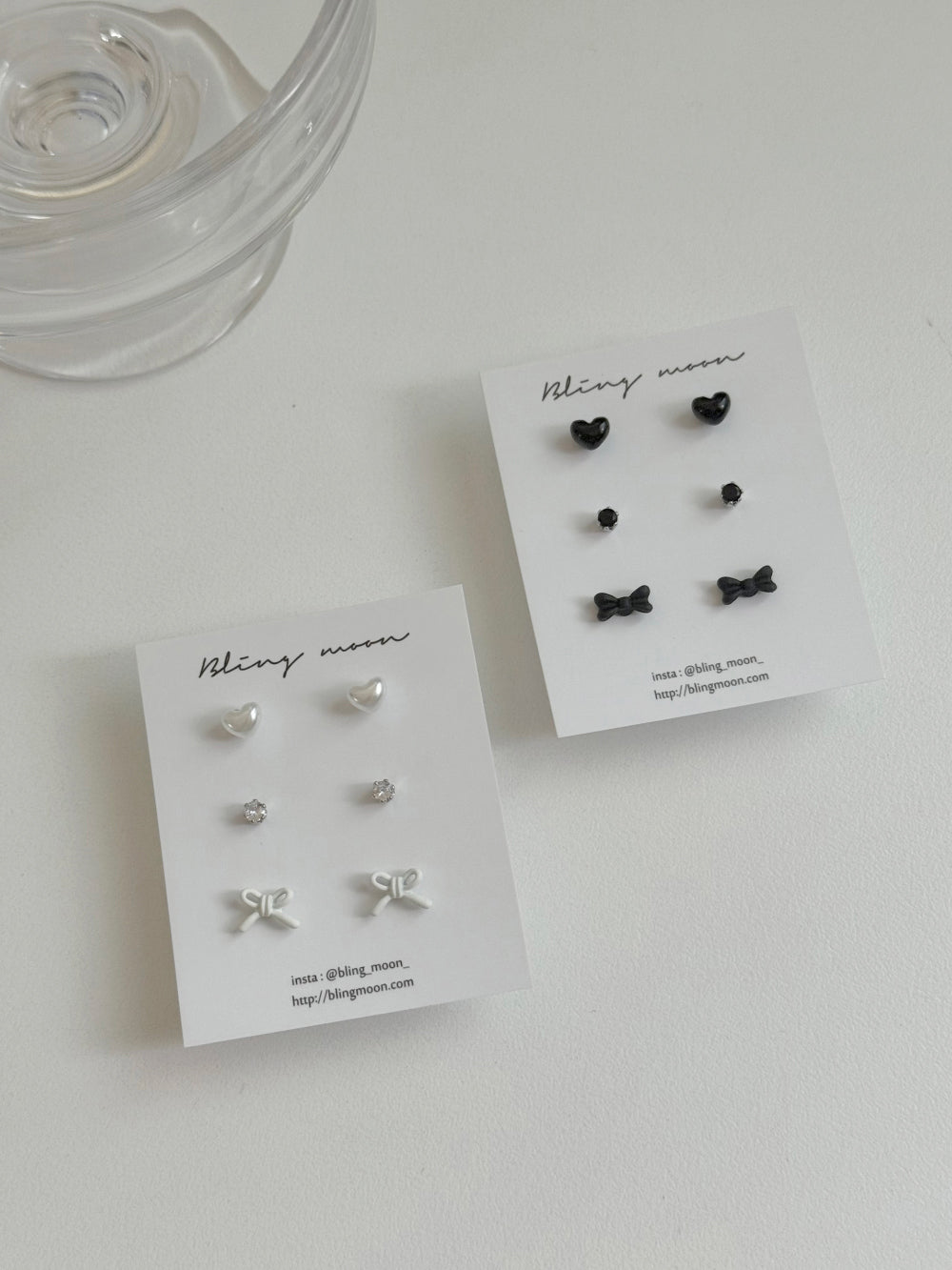 [SET] French ribbon pearl earrings set (2 colors)