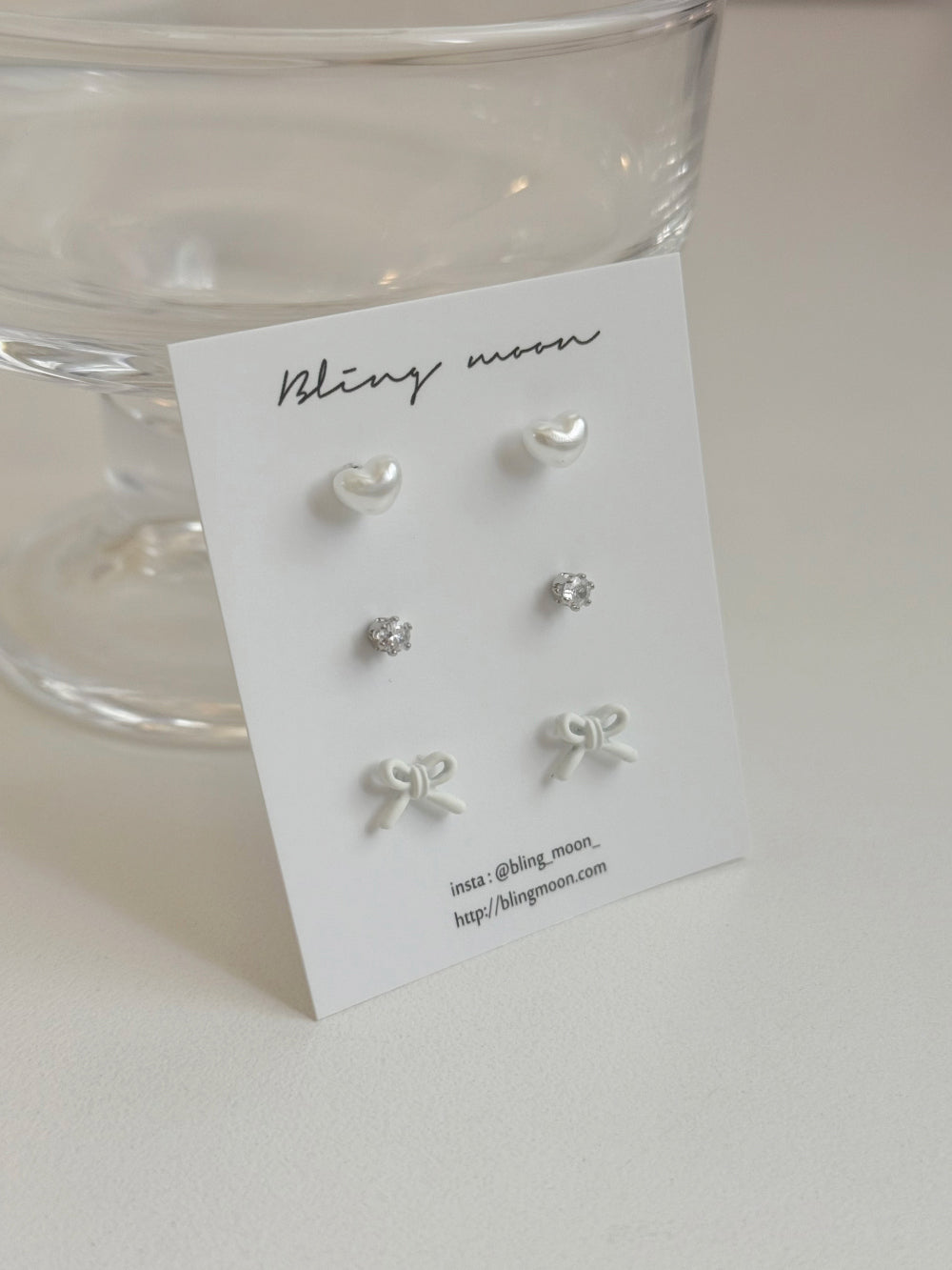 [SET] French ribbon pearl earrings set (2 colors)