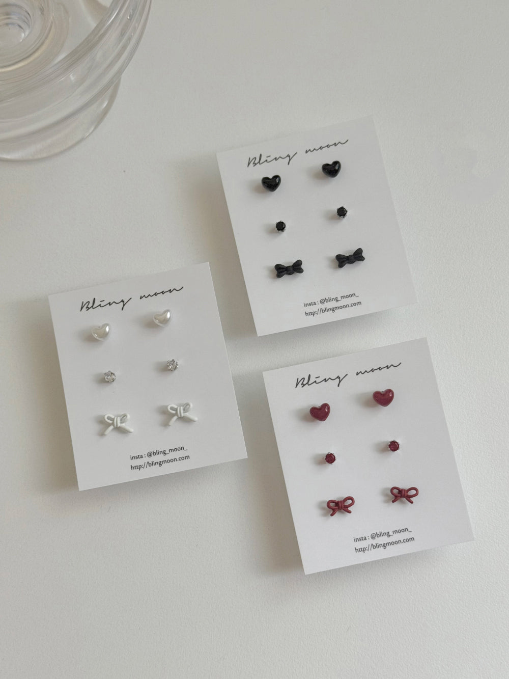 [SET] French ribbon pearl earrings set (2 colors)