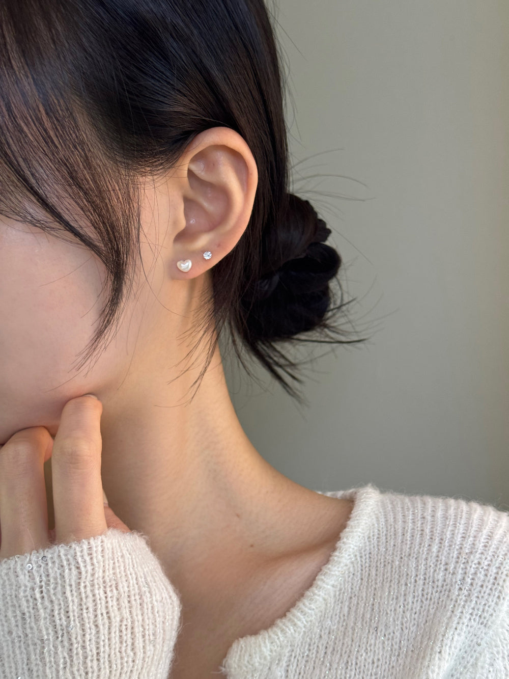 [SET] French ribbon pearl earrings set (2 colors)