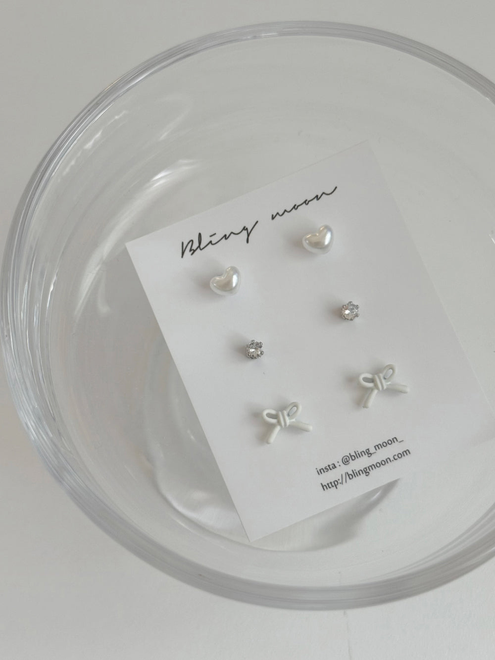 [SET] French ribbon pearl earrings set (2 colors)