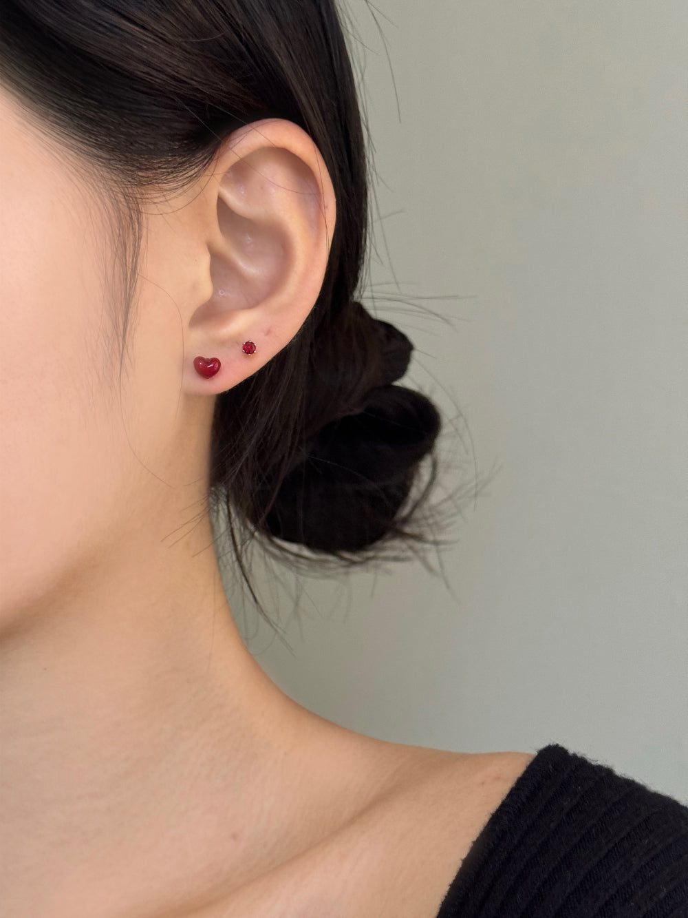 [SET] French ribbon pearl earrings set (2 colors)