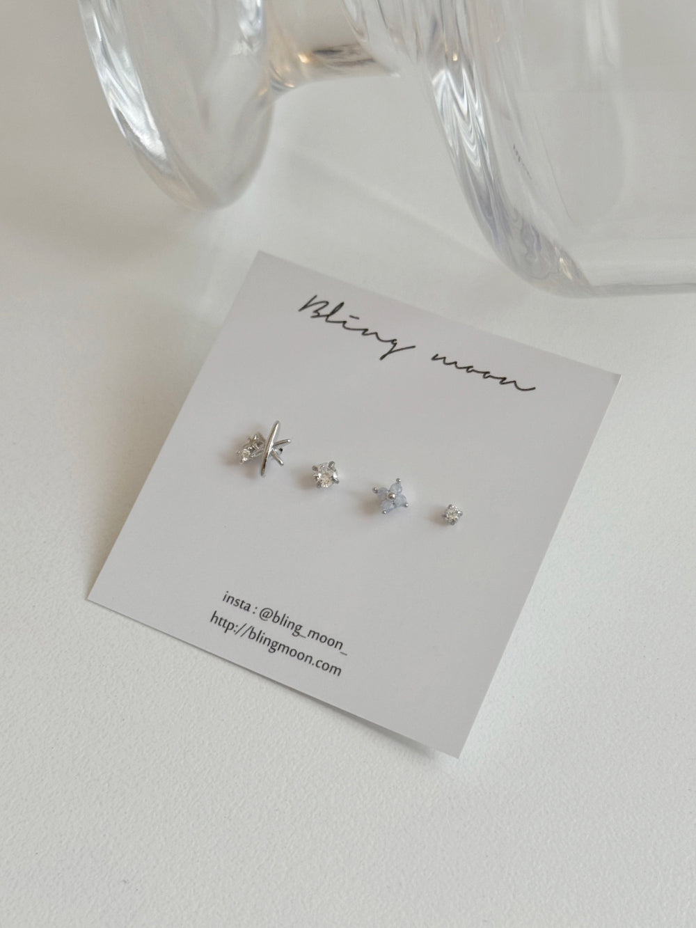 [4set]トゥインクルブルー 雪の結晶ピアスセット 16G ボディピアス