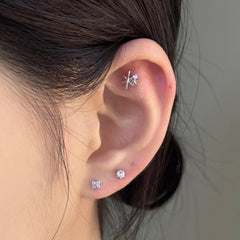 [4set]トゥインクルブルー 雪の結晶ピアスセット 16G ボディピアス