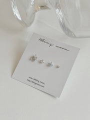 [4set]トゥインクルブルー 雪の結晶ピアスセット 16G ボディピアス