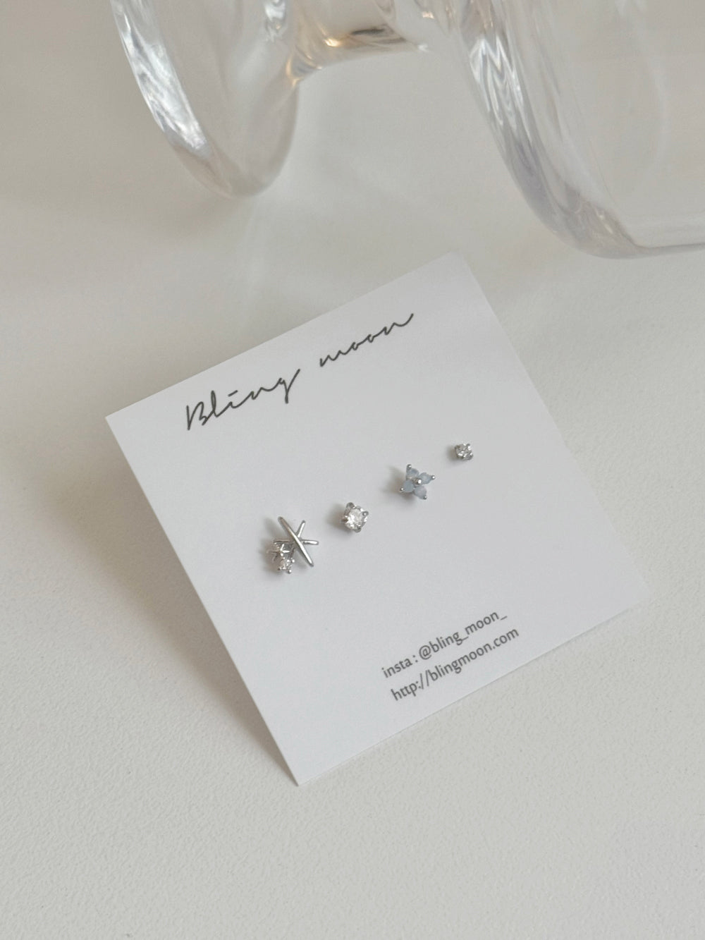 [4set]トゥインクルブルー 雪の結晶ピアスセット 16G ボディピアス