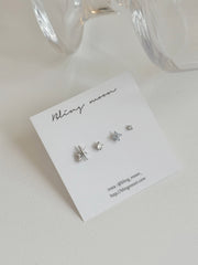 [4set]トゥインクルブルー 雪の結晶ピアスセット 16G ボディピアス